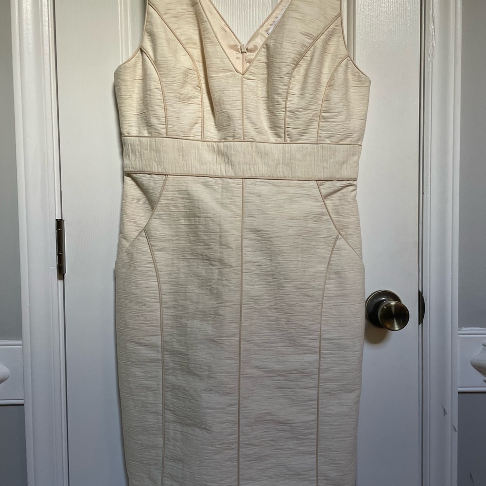 Trina Turk Cream V-Neck Midi Dress